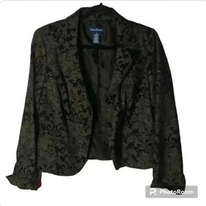Evan Picone Black and Gray Floral Print Blazer